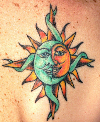 Flaming Sun Tattoo · Sun Moon and Star Tattoo