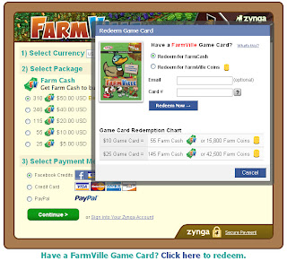 farmville game card