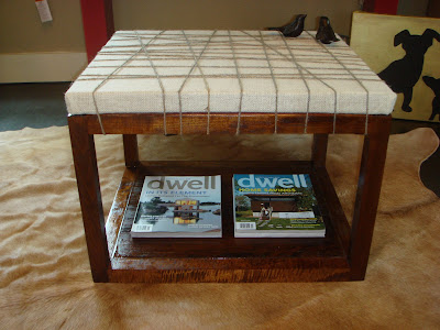 Finished burlap coffee table after makeover