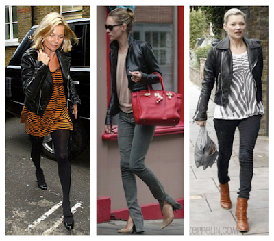 Looks Kate Moss con chupa de cuero