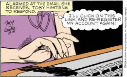 Re-register again? She's fallen for this scam before??