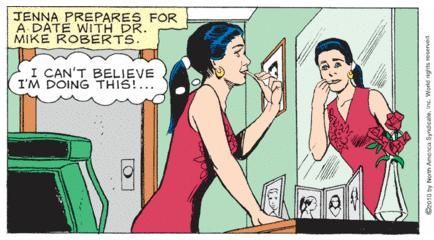 Why is the flower pattern on her dress on the wrong side in the mirror? Because it's hard to draw reflections, okay!?