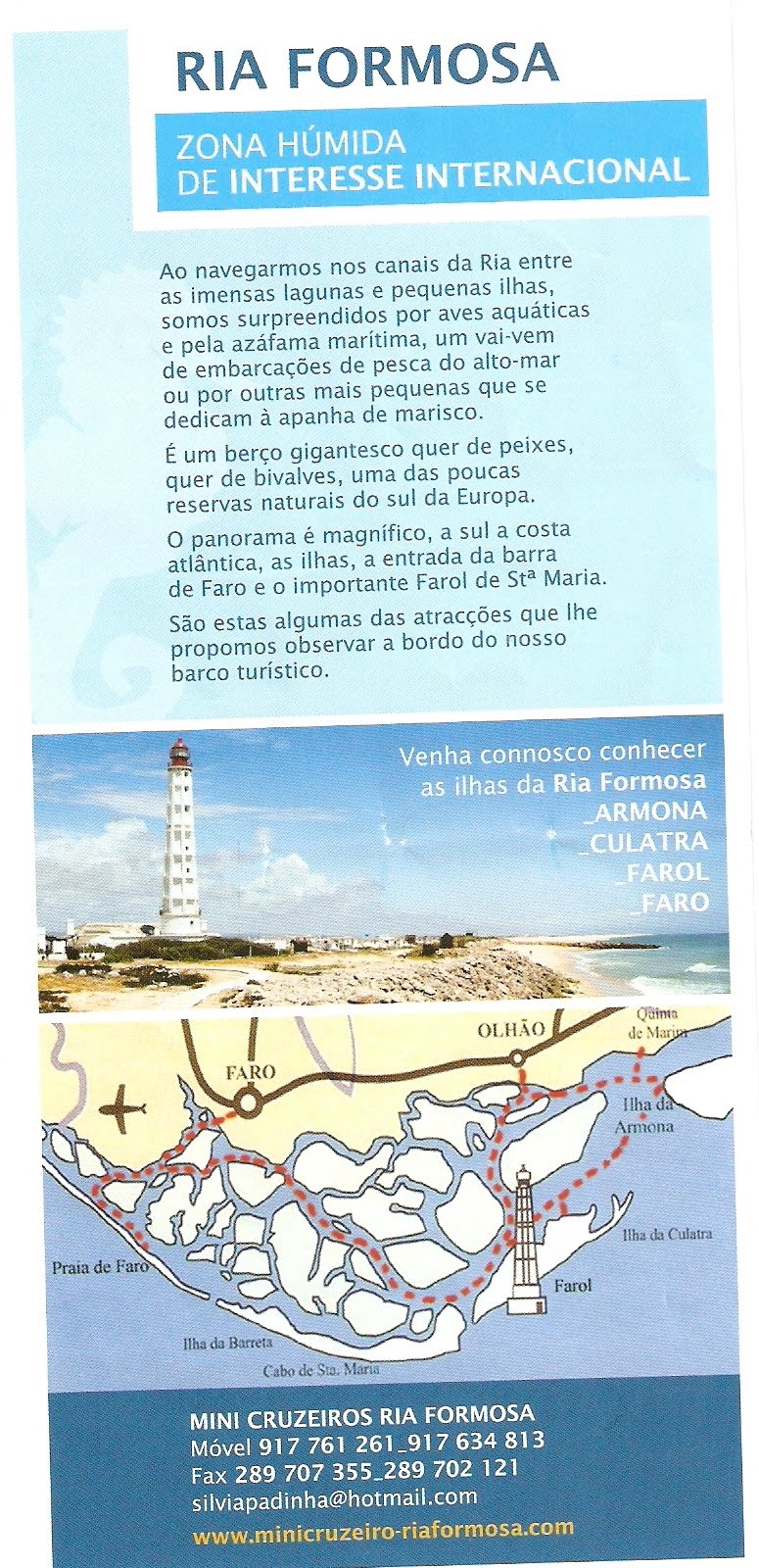 FOLHETO INFORMATIVO DA RIA FORMOSA (verso)