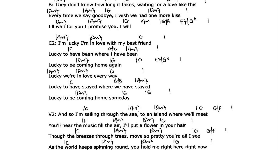 Providing Accurate Chords Lucky (Jason Mraz ft. Colbie Caillat)