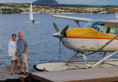 Gary and Karen preparing for floatplane ride over Lake Taupo
