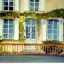 Aquarelle: Porte de la maison de ma grand mère en vendée