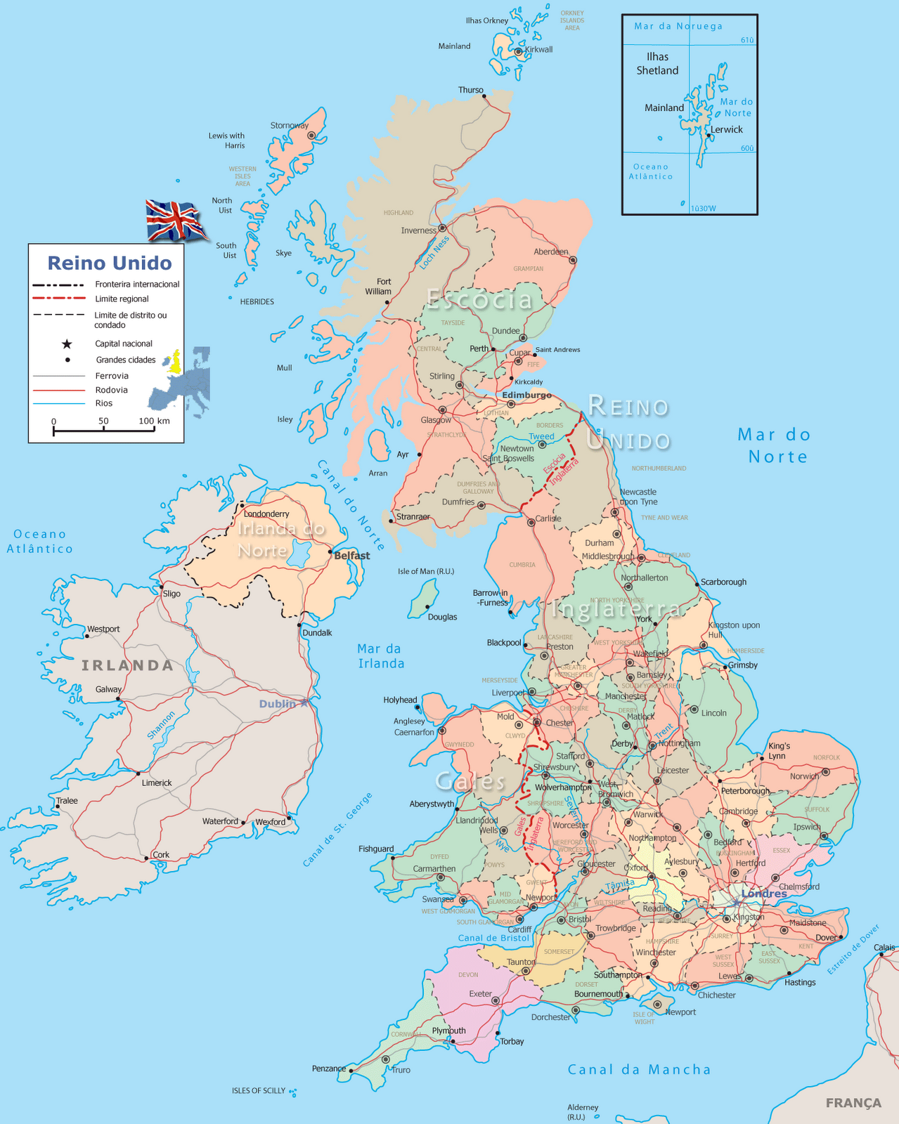 Mapa Rios Reino Unido