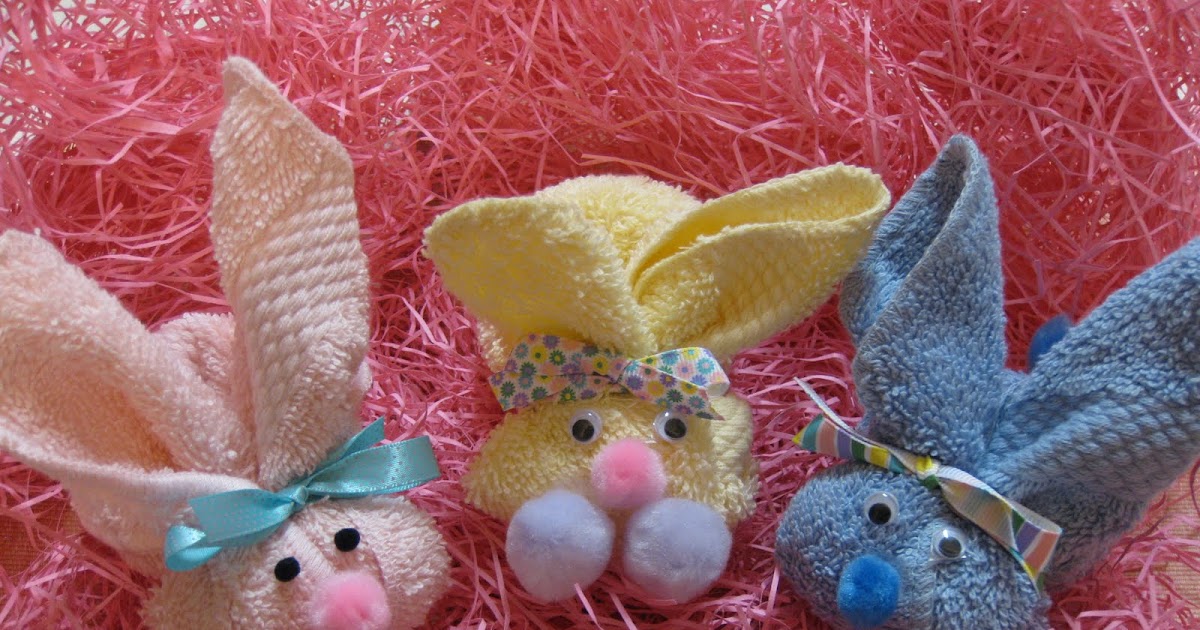 Petite Green Your Easter Basket with Washcloth Bunnies!