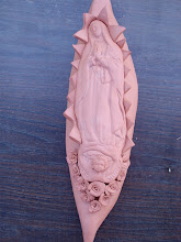 VIRGIN OF GUADALUPE, terra cotta clay