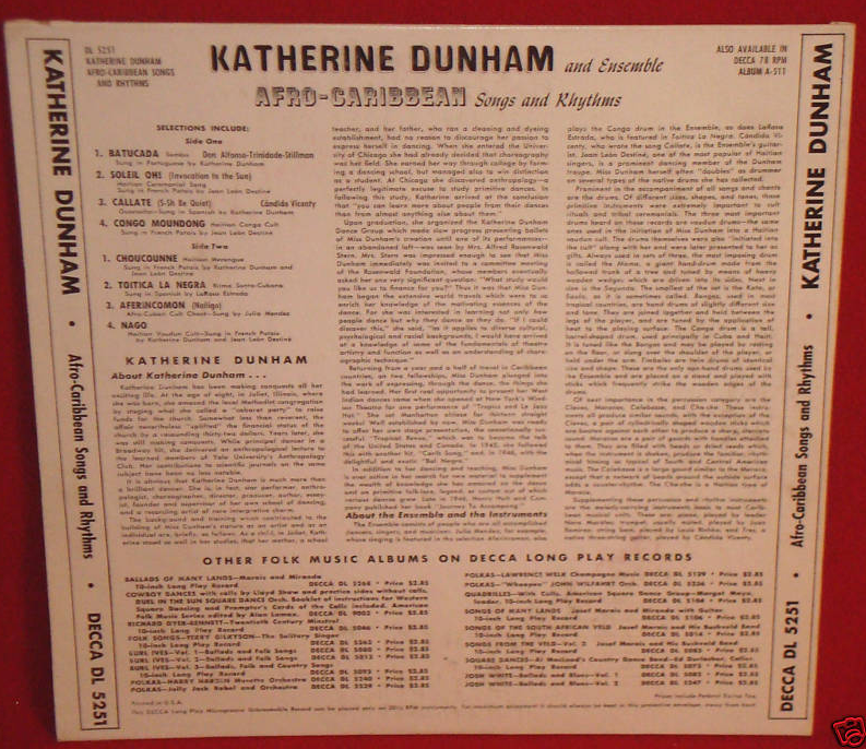 an afrocuban discography Dunham, Katherine. AfroCaribbean Songs and
