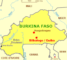 Localisation du Burkina Faso et de Bilbalogo / Guiba
