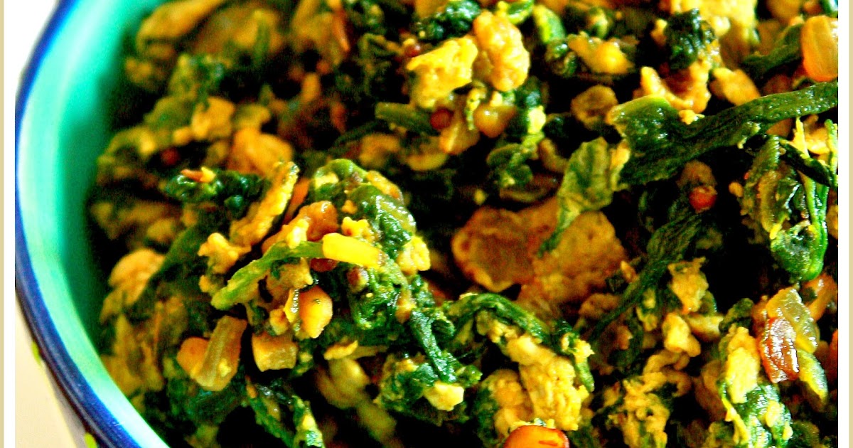 Sreelus Tasty Travels Curried Spinach Egg Fry Spinach Egg Burji
