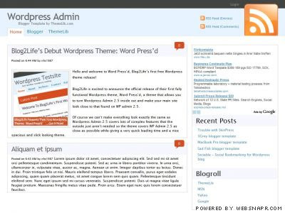 Wordpress Admin Screenshot
