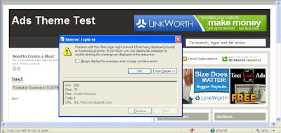 Ads Theme Template with Error