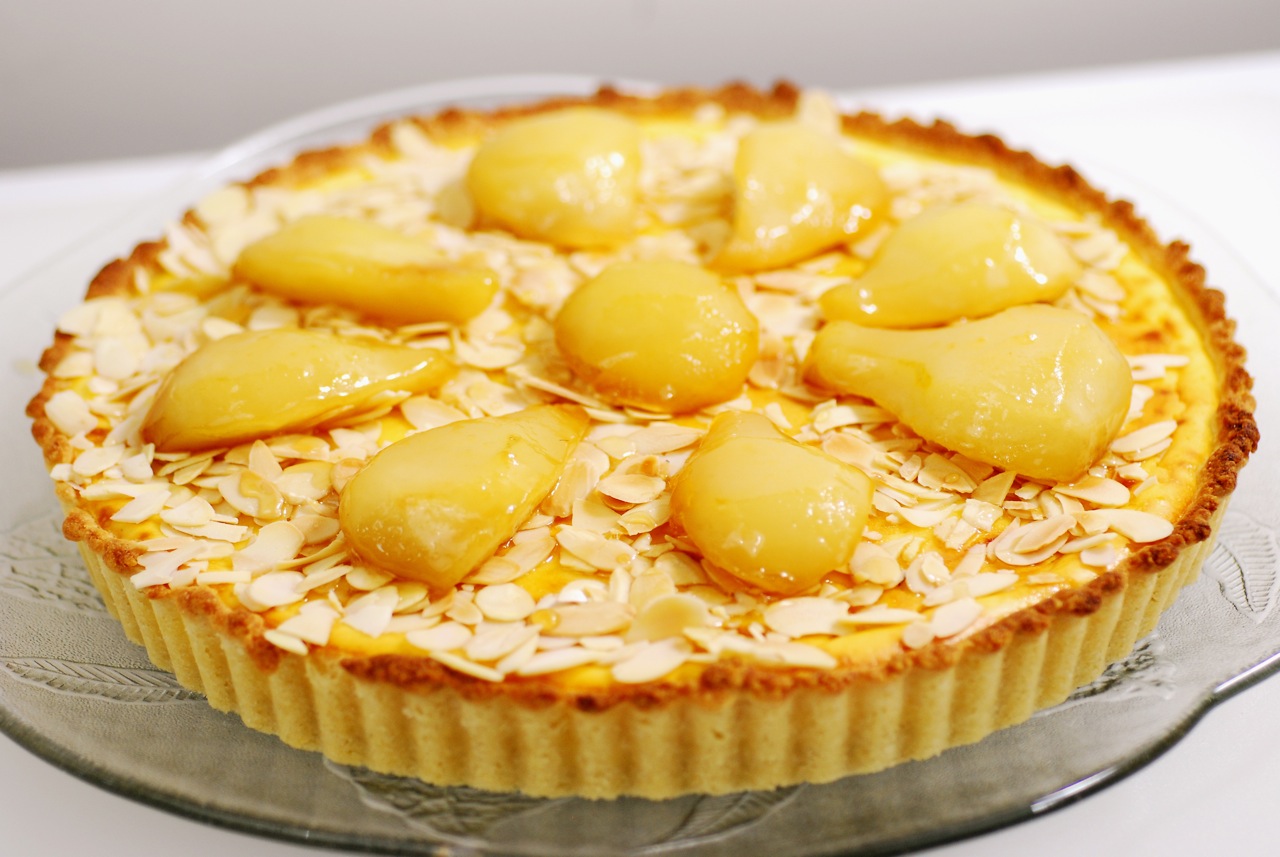 Know Whey Ricotta Tart with Toasted Almonds, Ginger, and Caramelized Pears