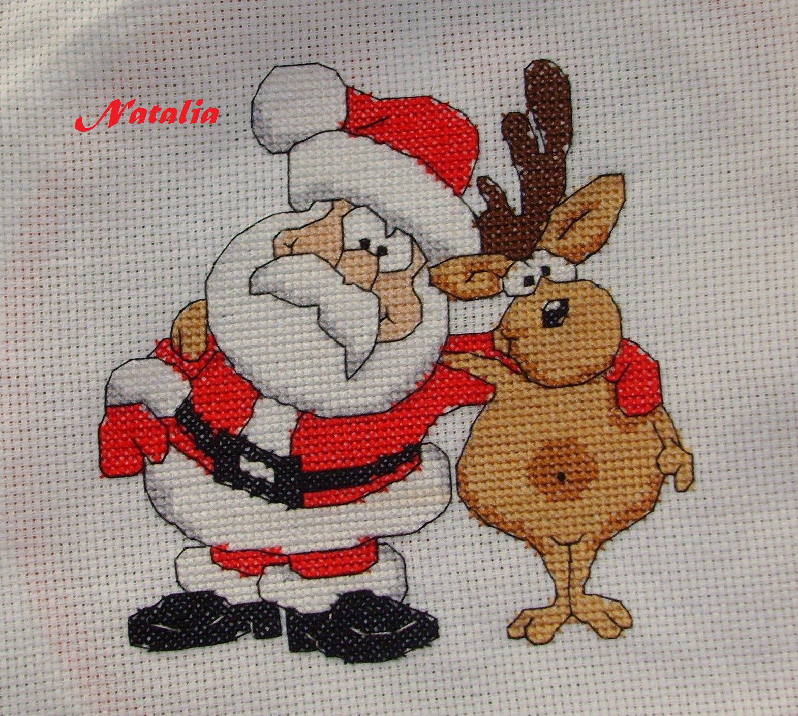 Non Solo Punto Croce Di Natalia Babbo Natale Con La Renna Ded Moroz I Olen