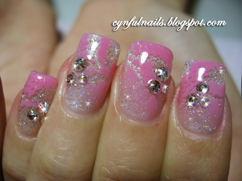 Cynful Nails Airbrushed Lace Design Airbrushed Lace Design