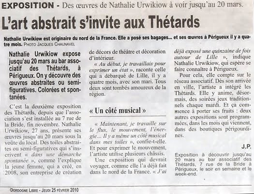 Dordogne Libre, article du jeudi 25 février 2010