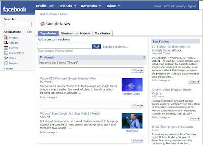 integrer Google News dans facebook
