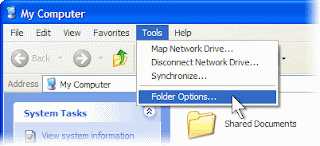Folder Options selected on Tools menu