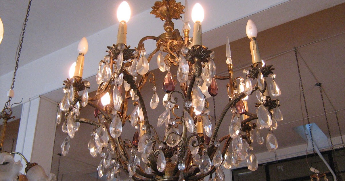 ANA MARÍA ANTIGÜEDADES: Araña de Bronce con caireles 10 luces