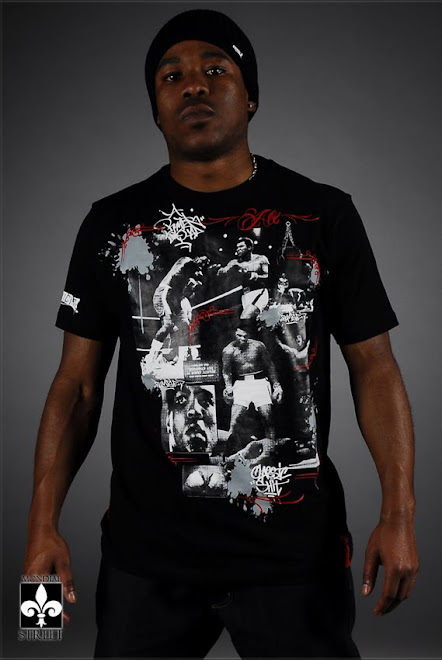 TEE SHIRT MOHAMED ALI aka CASSUS CLAY EN HOMAGE A SE GRAND CHAMPION DE BOXE USA par RUMBLE WEAR