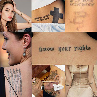 Here you are the pictures of Angelina Jolie's tattoos