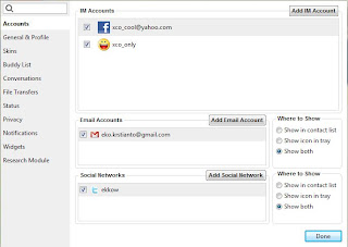 Twitter, Facebook, Yahoo Messenger, Google Talk, Email Berkolaborasi di Digsby