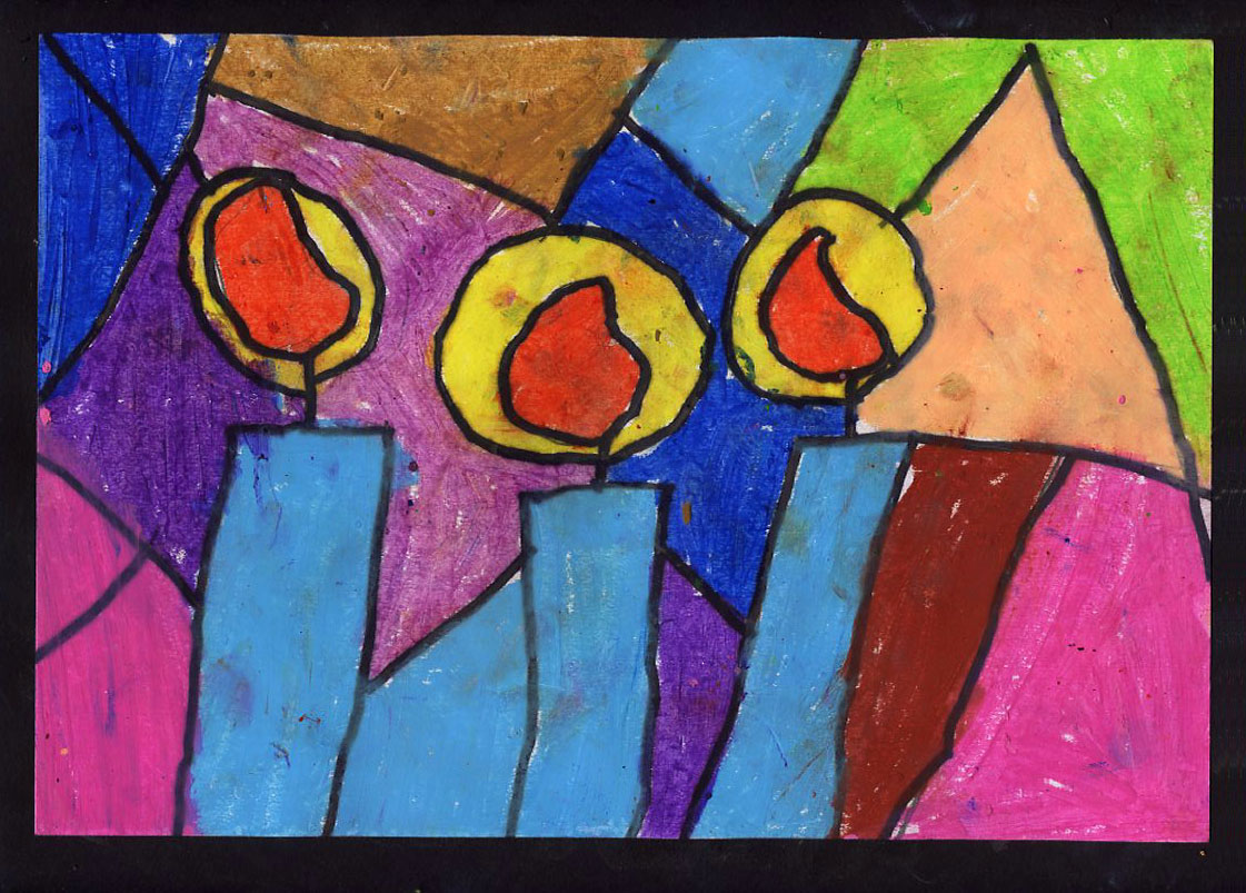 “Stained Glass” Holiday Candles Art Projects for Kids