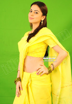 Good Looking Actress Sraddha Arya Photos Hot Pictures Set in Yellow and Black Saree