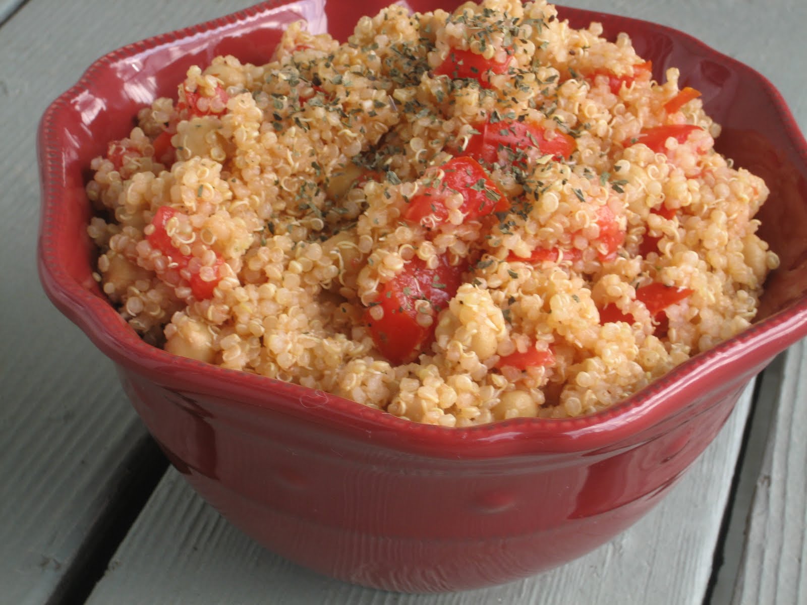 Perfectly Imperfect Quinoa with Chickpeas and Tomatoes