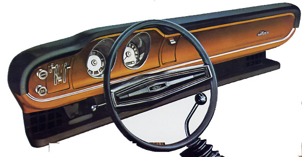 Instrument panel of the 1973 Ford Maverick was simple