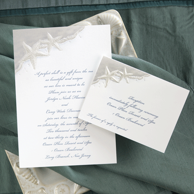 Seaside Love Wedding Invitations feature beautiful starfish from Carlson Seaside Love Wedding Invitations feature beautiful starfish from Carlson