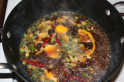 Hunan Chicken Sauce Ingredients Boiling in Pan