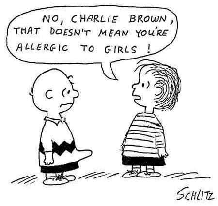Charlie Brown's penis erection is not due to allergic reaction to girls