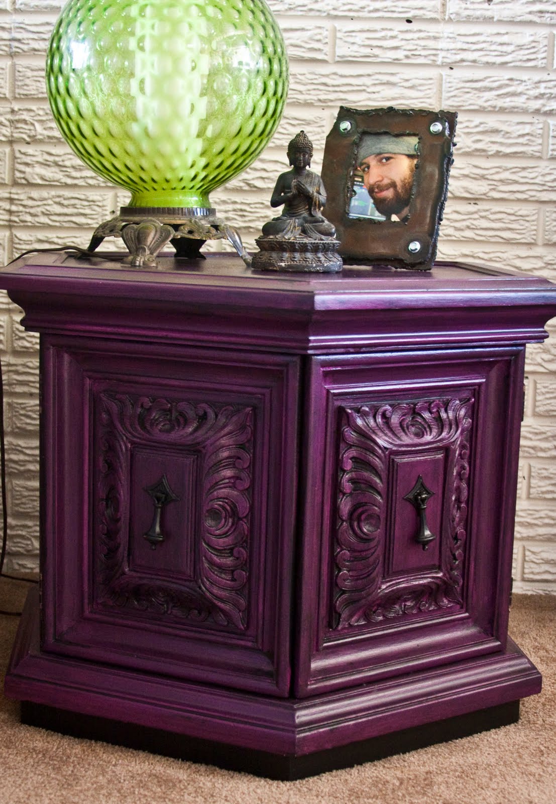 Modernly Shabby Chic Furniture Purple and Black Nightstand