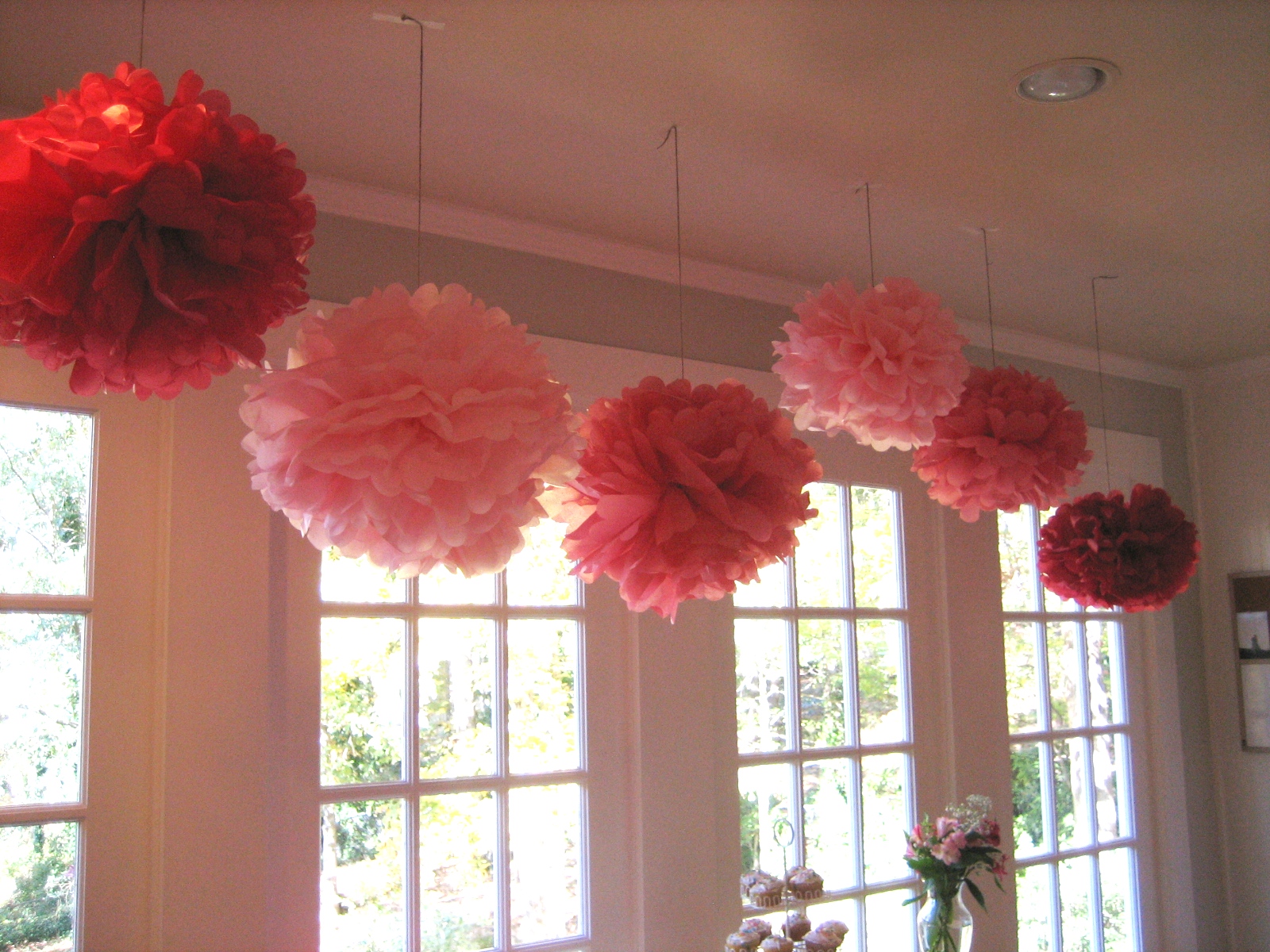 Serenity Now: Tissue Paper Pom Poms in the Girls' Room