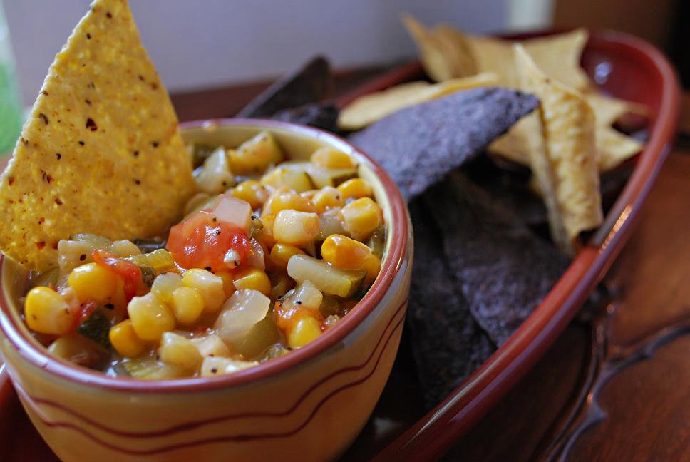 Just the Right Size Roasted Corn and Zucchini Salsa