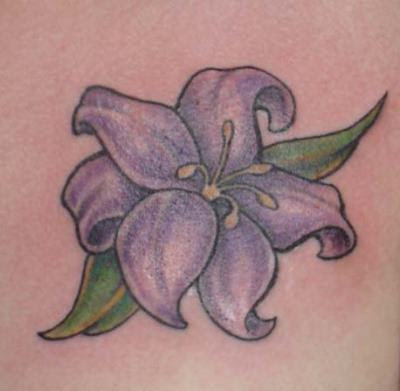 Back tattoo design of purple lotus flowers and butterfly 