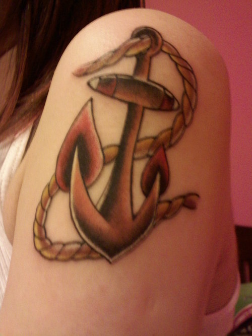 Anchor and rope tattoo picture.