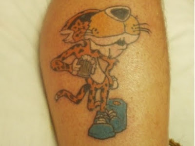 Chester cheetah cartoon tattoo.