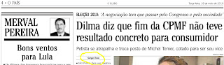 matéria publicada no jornal O GLOBO de 18 de maio de 2010