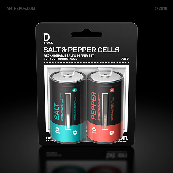 Antrepo'S D Battery Salt and Pepper Shakers Generate Zero-Point