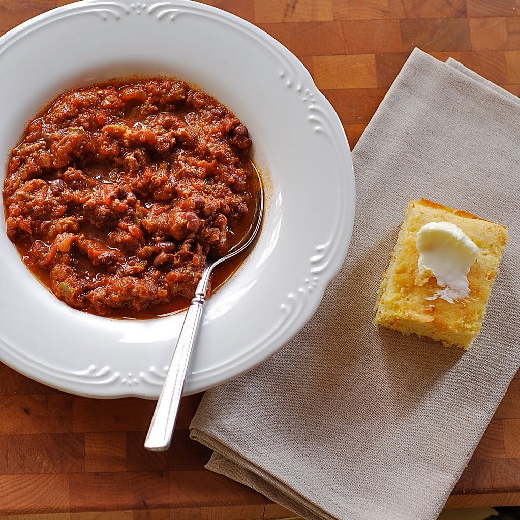 marzipan SlowCooker Chili and Amish Cornbread