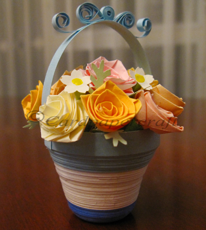Card & Paper Craft Flowers Basket Quilling