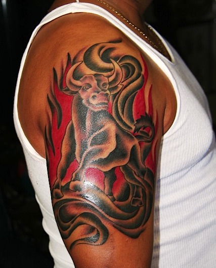 Japanese Dragon Tattoos Sleeve Bull half sleeve tattoo