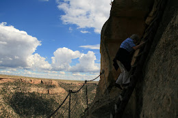 Sue climbs out of the Balcony House