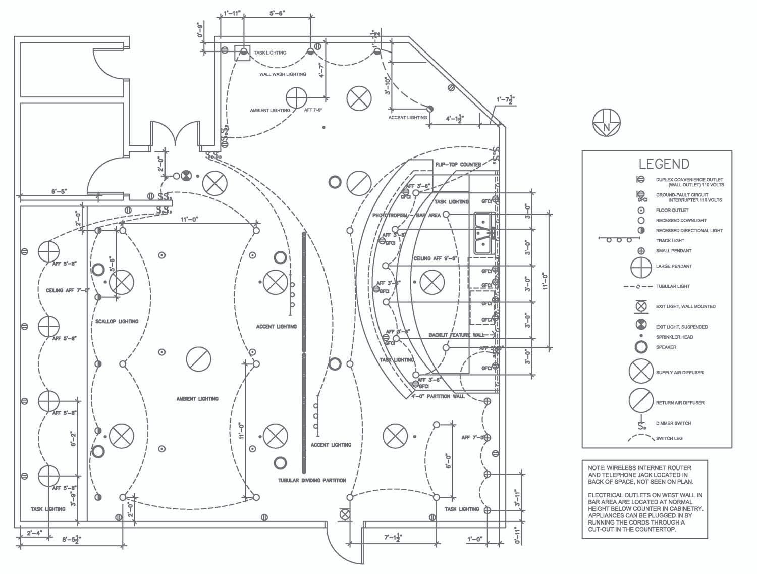 Lyla Drake-Wilhelm: Cafe Urbane Coffee Shop electrical plan lighting layout 