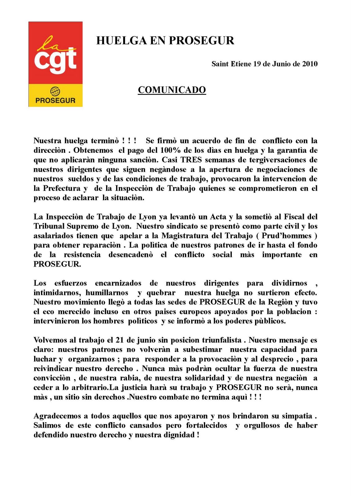 NOTICIAS PROSEGUR...2010 - Página 2 Prosegur+fin+de+gr%C3%A8ve+espagnol_P%C3%A1gina_1