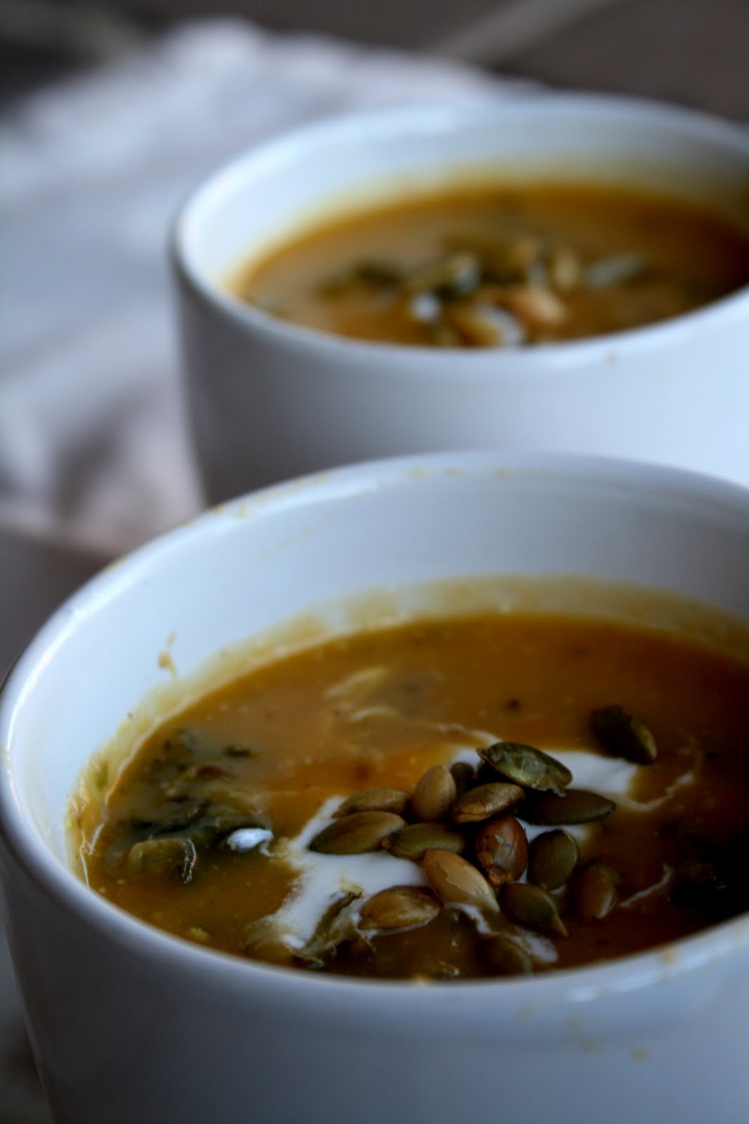 Love At First Bite....Eating for a healthier life Roasted Butternut Squash and Flax Seed Soup